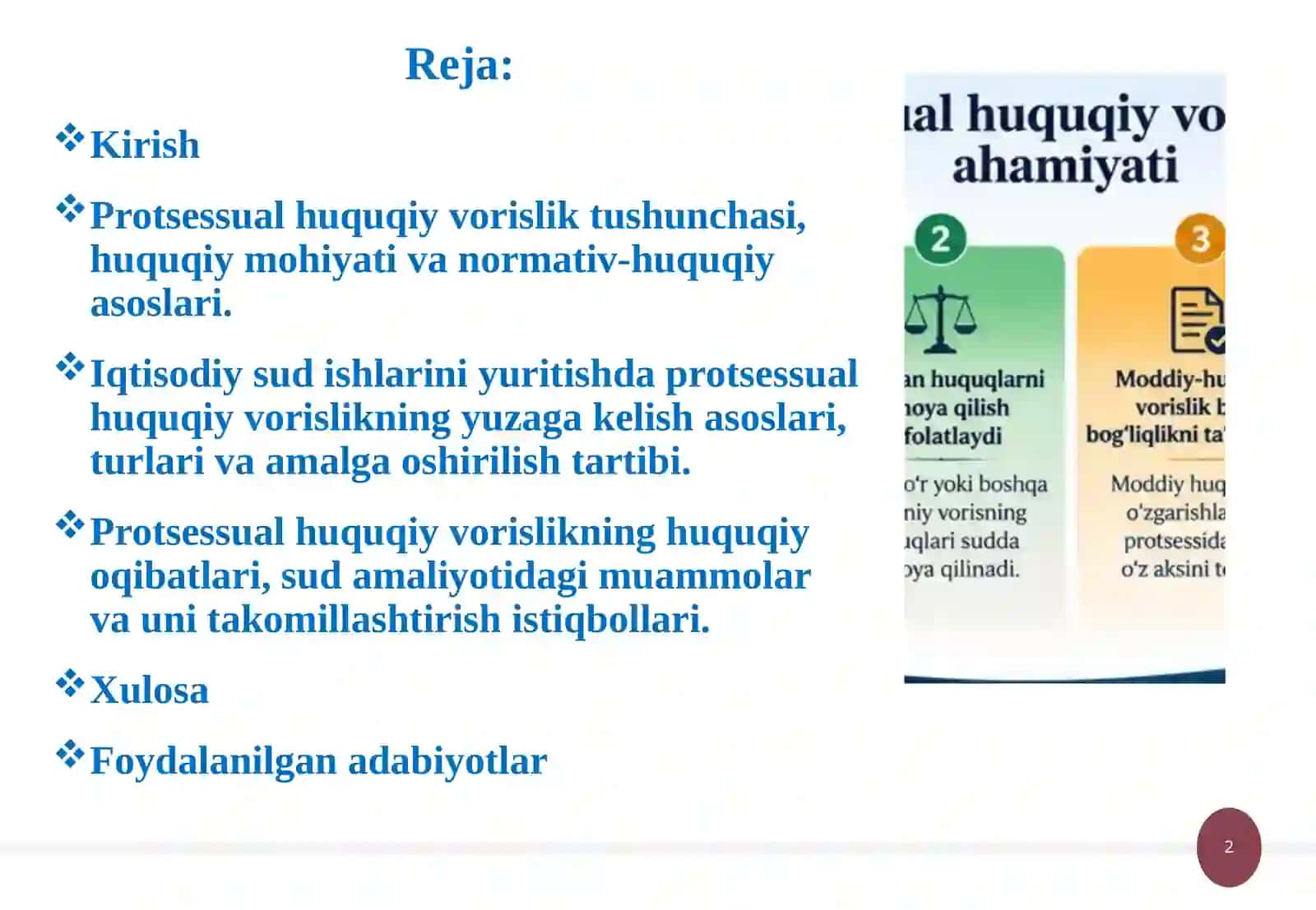 Protsessual huquqiy vorislik. 2