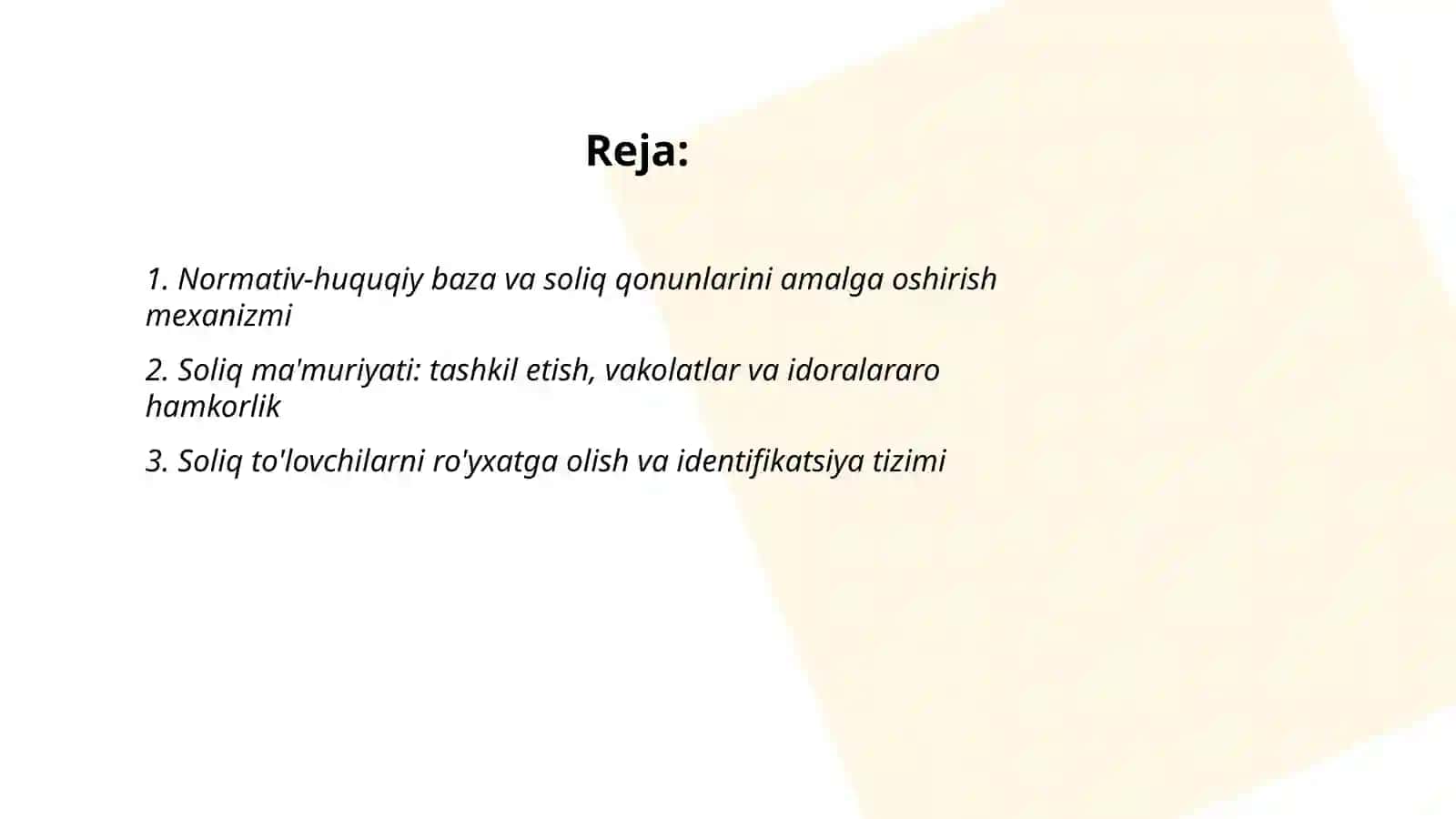 Davlat soliq siyosatini amalga oshirish mexanizmi 2