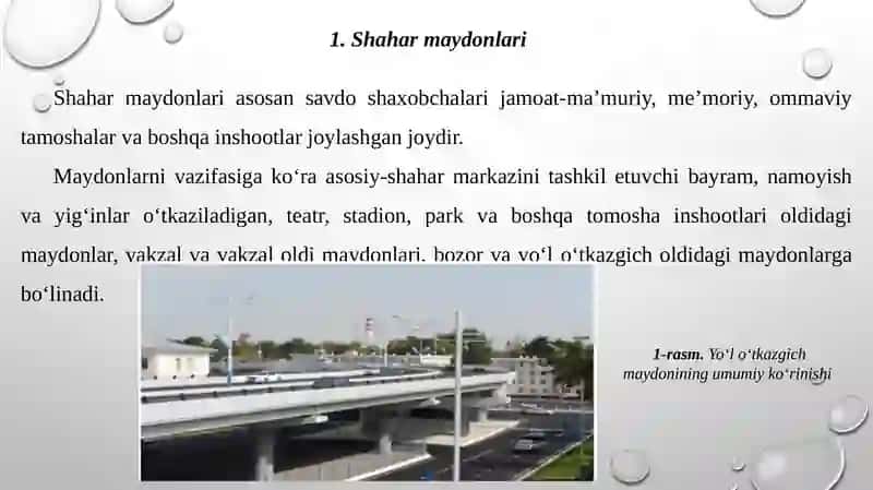 SHAHAR MAYDONLARI VA CHORRAHALAR. BIR XIL SATXDAGI AVTOMOBIL YO‘LLARI KESISHUVLARI. 2