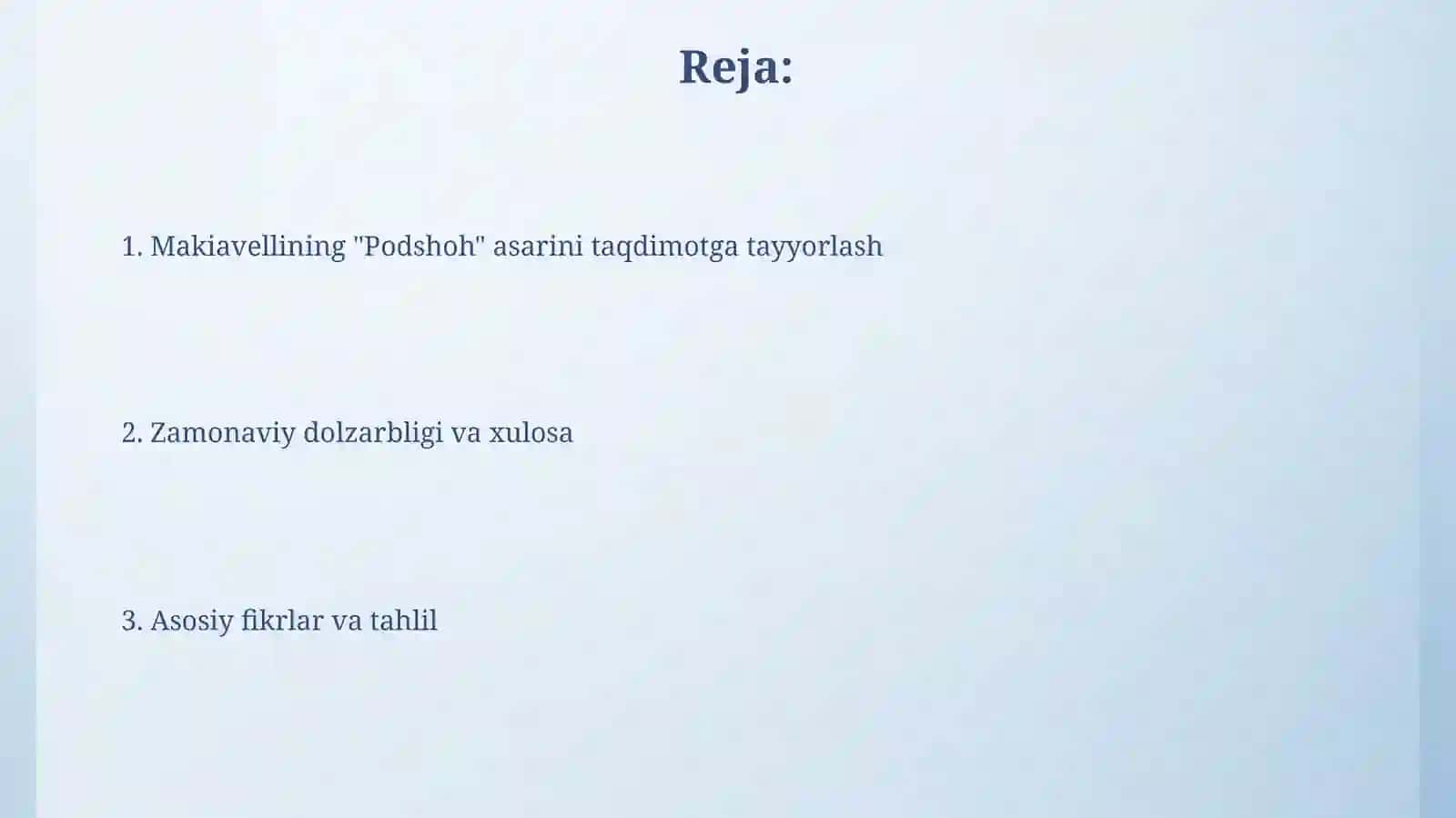 Makiavellining xukmdor asari boticha taqdimot tayyorlash 2