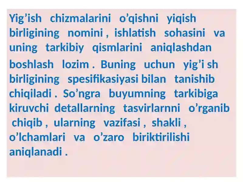 Buyumning yig'ish chizmasi 2