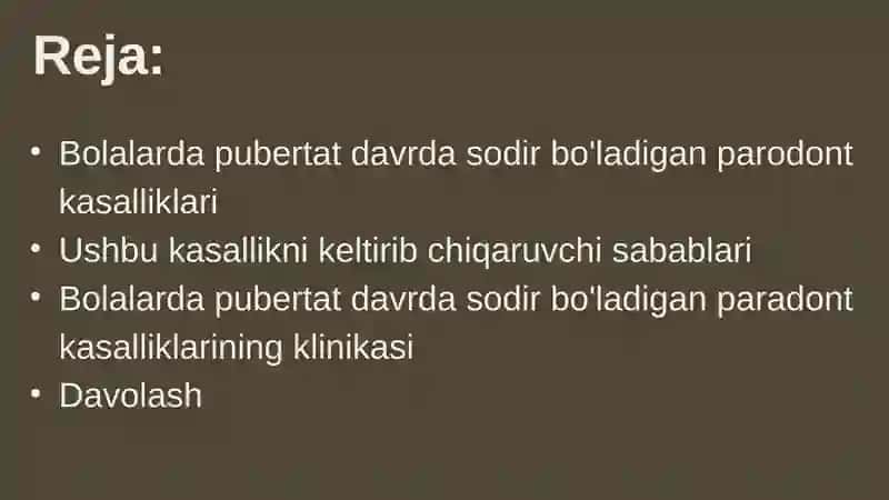 Pubertat yoshida sodir bo'ladigan parodont kasalliklari 2