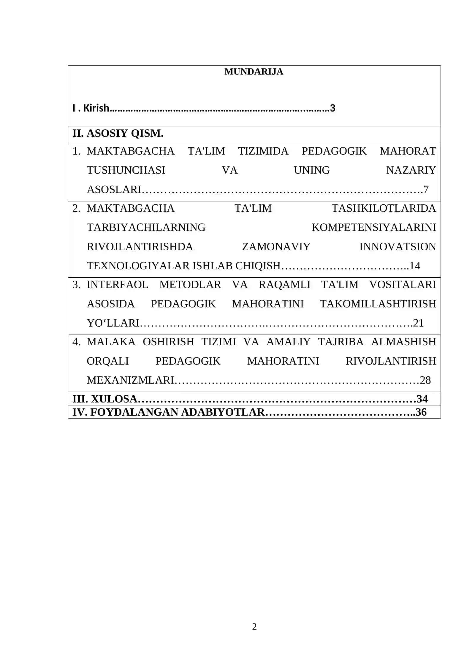 MAKTABGACHA TA'LIMDA TARBIYACHILARNING PEDAGOGIK MAHORATINI SHAKLLANTIRISHNING INNOVATSION YECHIMLARI. 2