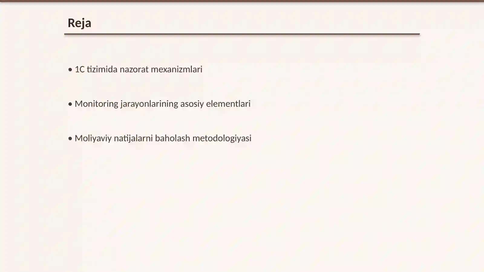 1C da nazorat va monitoring qilish, moliyaviy natijalarni baholash 2