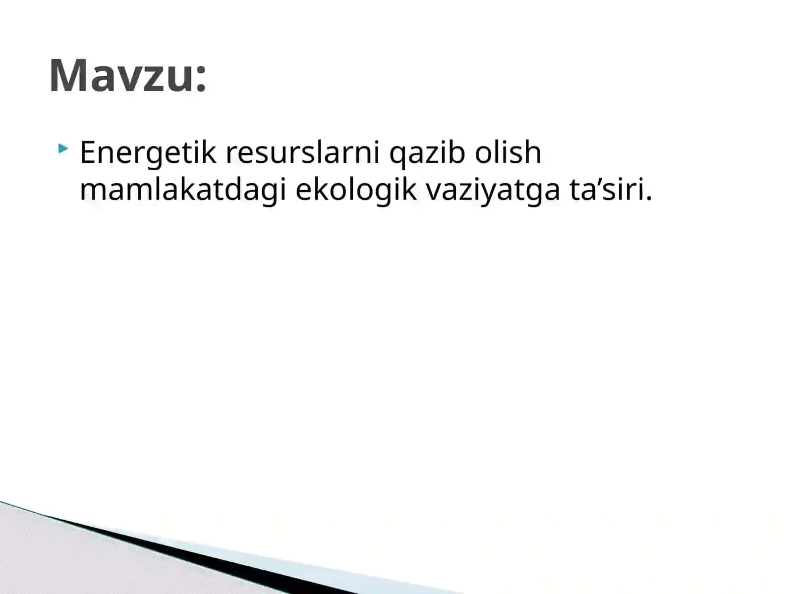 Energetik resurslarni qazib olish mamlakatdagi ekologik vaziyatga ta’siri 2