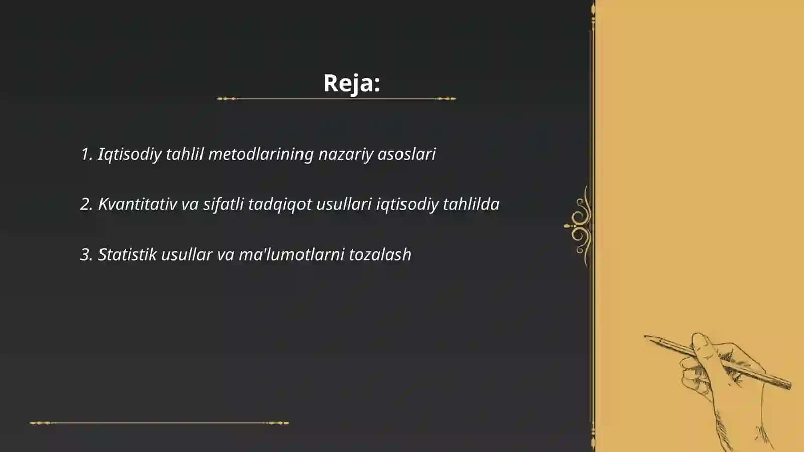 IQTISODIY TAHLILNING METODI VA UNDA QO‘LLANILADIGAN USULLAR 2