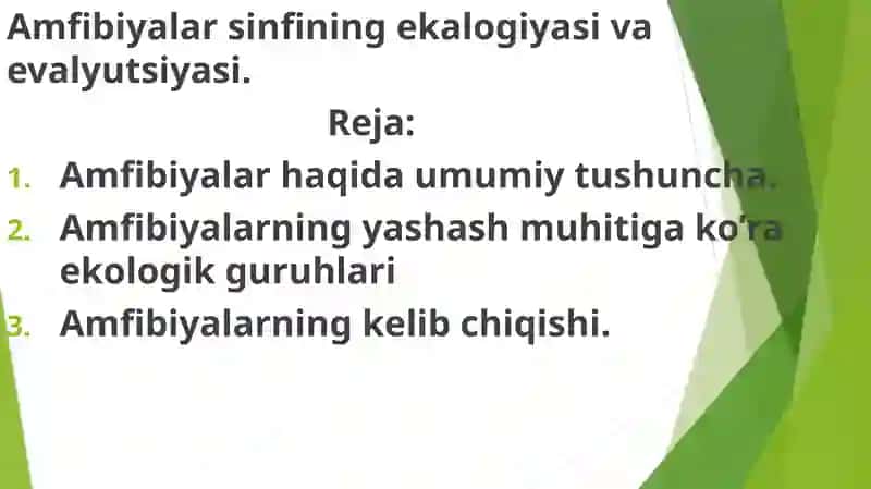 Amfibiyalar sinfining ekologiyasi va evolyutsiyasi 2