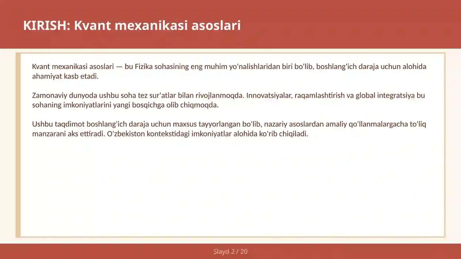 KVANT MEXANIKASI ASOSLARI 2