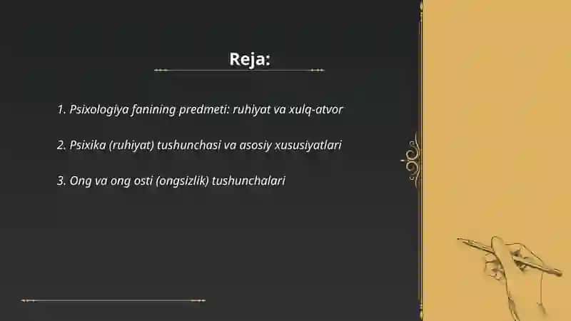 Psixologiya fanining predmeti va asosiy tushunchalari 2
