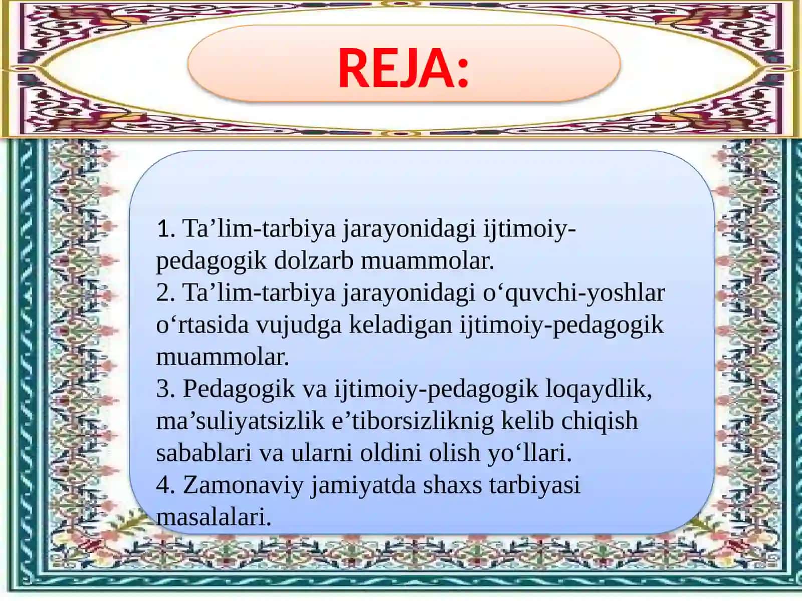 Ta’lim-tarbiya jarayonidagi ijtimoiy-pedagogik dolzarb muammolar 2