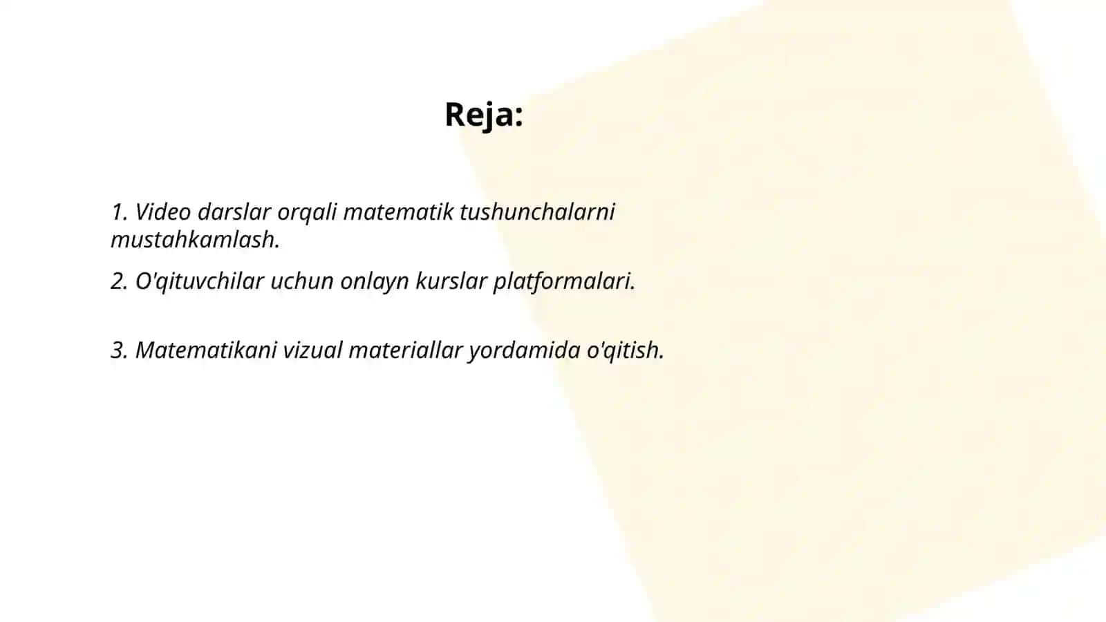 Video darslar va onlayn kurslar matematika o'qituvchilari uchun 2