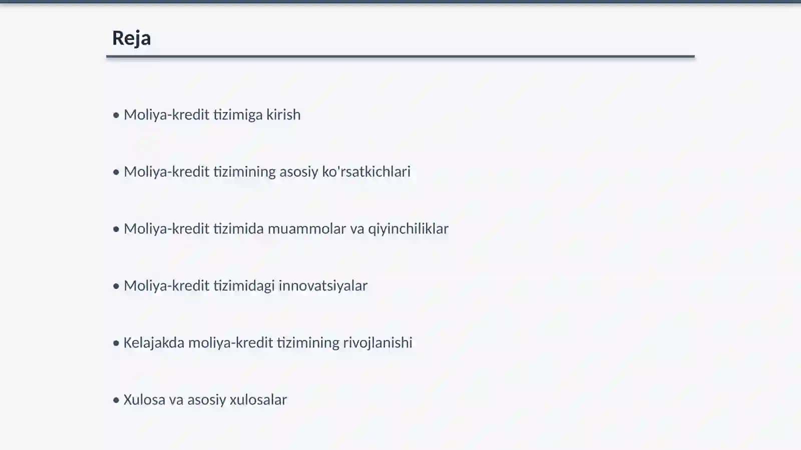 Moliya-kredit tizimi statistikasi 2