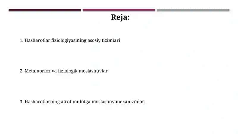 Hasharotlar fiziologiyasi 2