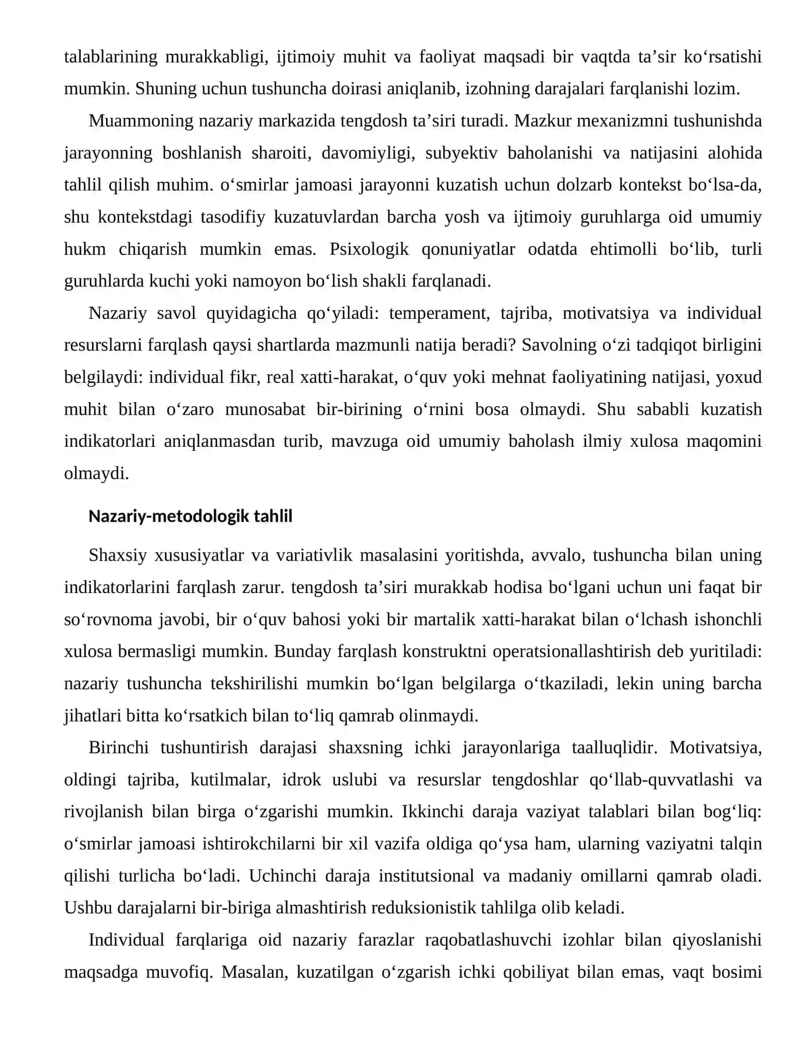 Tengdoshlar QO‘llab-Quvvatlashi va Rivojlanishning Individual Farqlari 2