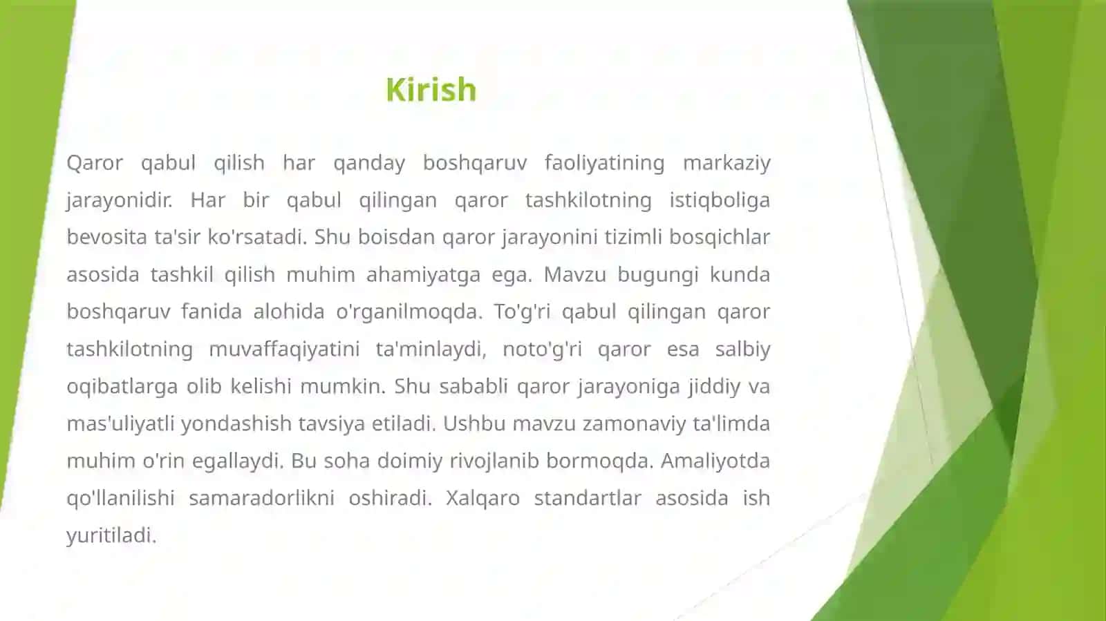 QAROR QABUL QILISH JARAYONINING ASOSIY BOSQICHLARI 2
