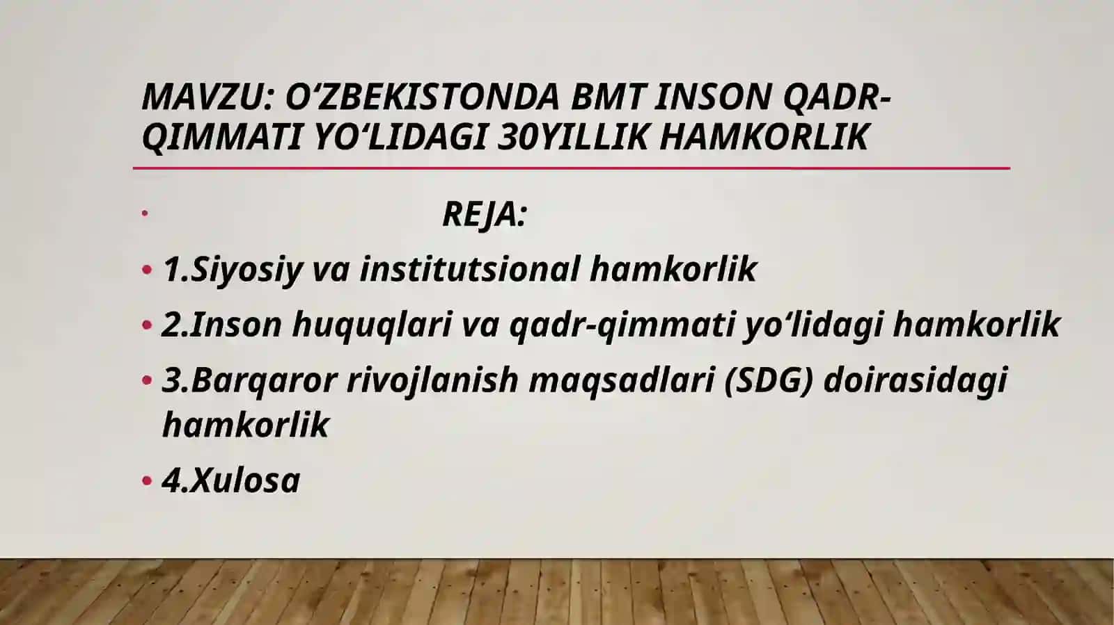 Oʻzbekistonda BMT inson qadr-qimmati yoʻlidagi 30yillik hamkorlik 2