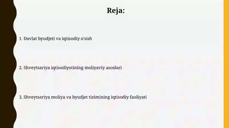 Shveysariya moliya va byudjet tizimi iqtisodiy faoliyati 2