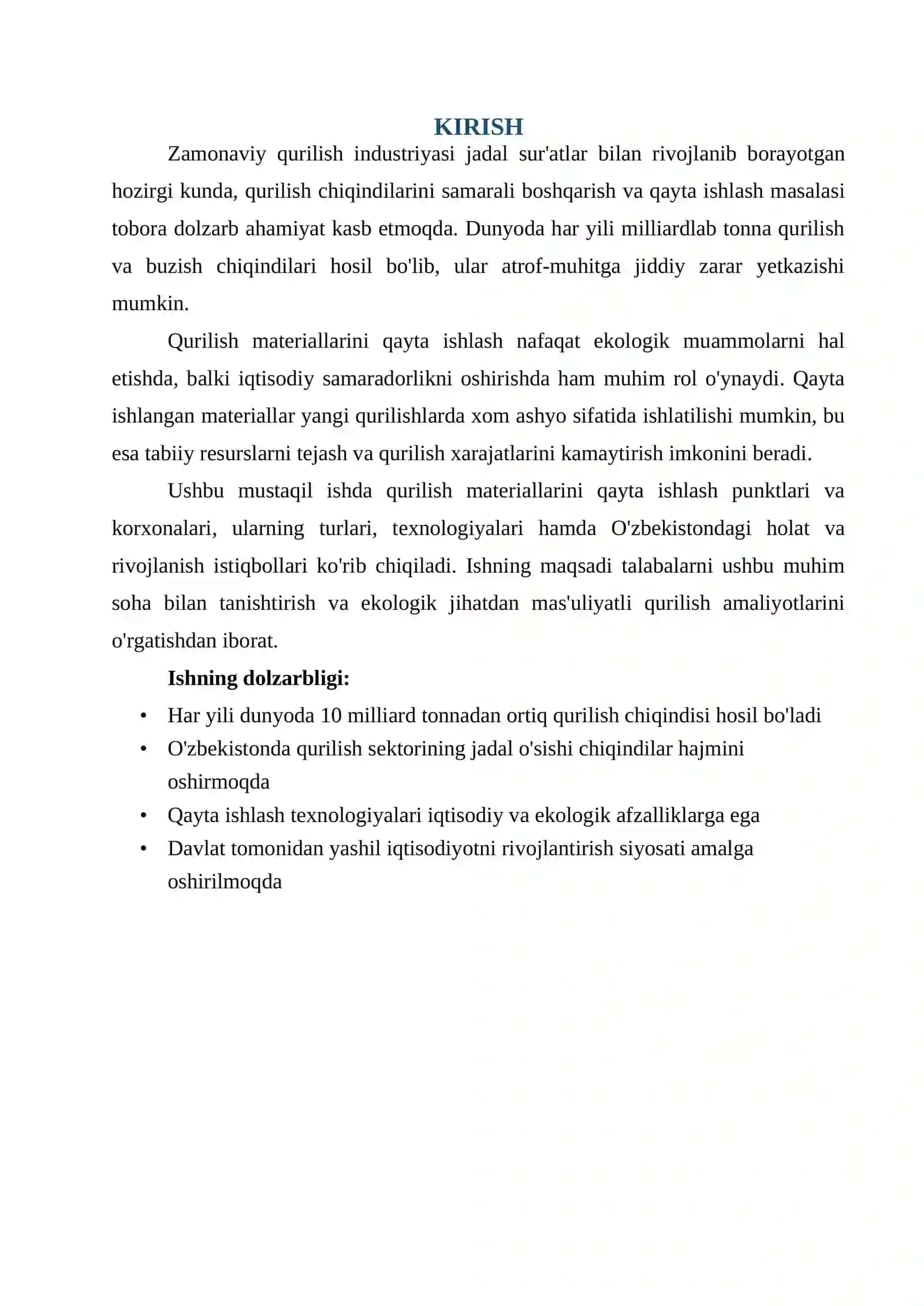 QURILISH MATERIALLARINI QAYTA ISHLASH PUNKTLARI VA KORXONALARI 2