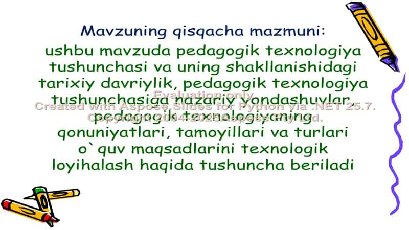 Pedagogik texnologiyaning ilmiy-nazariy asoslari (2 soat) 2