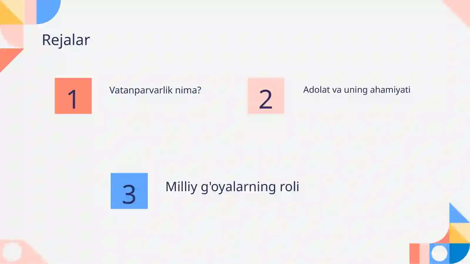 Vatanparvarlik, adolatlilik va milliy ğoyaga ishonch-milliy tarbiya poydevori 2
