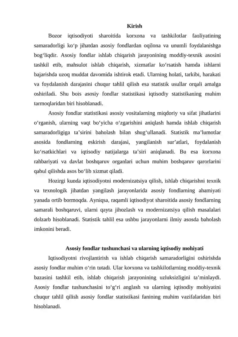 Asosiy fondlar statistikasi 2