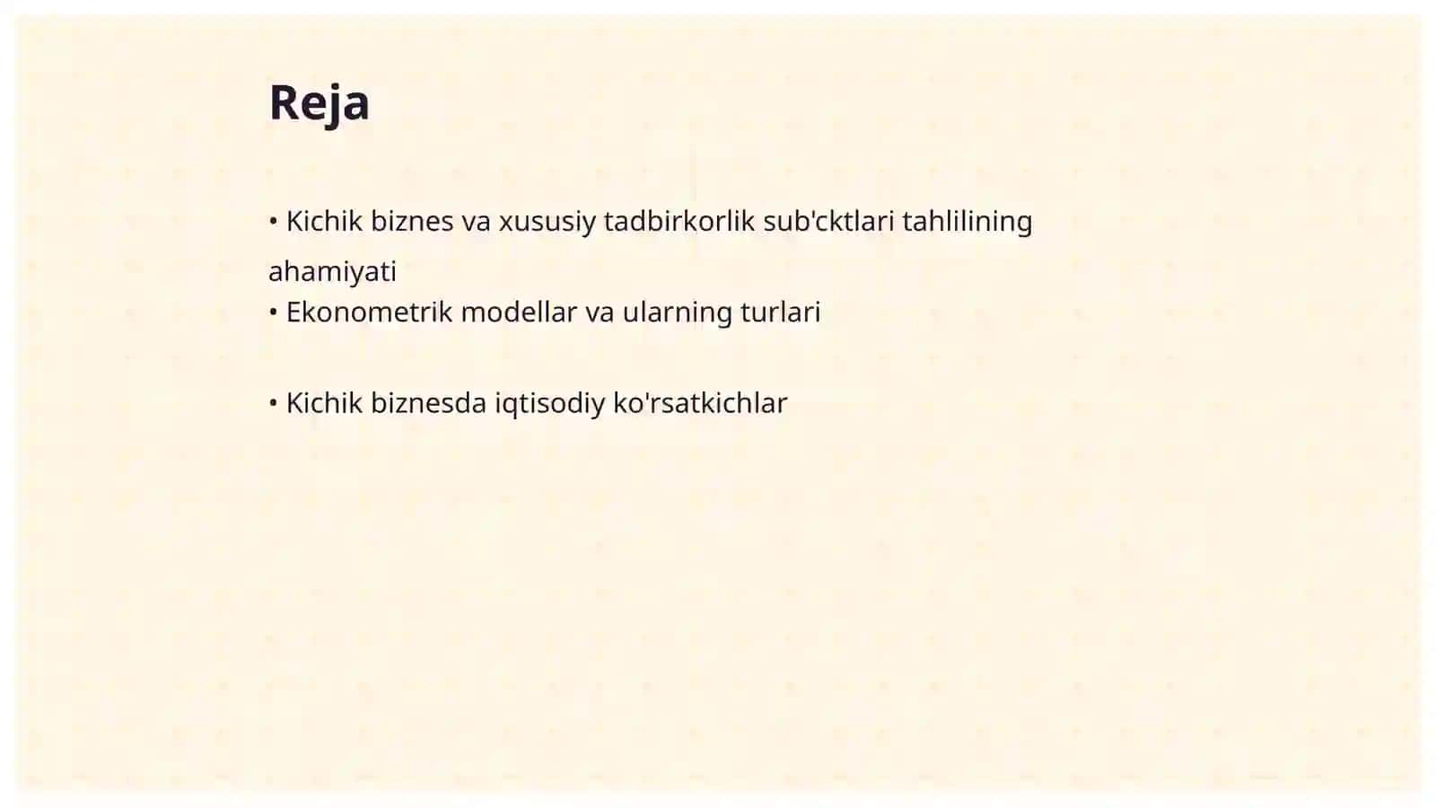 Kichik biznes va xususiy tadbirkorlik sub'cktlari faoliyatini tahlil qilishda ekonometrik modellaridan foydalanish 2