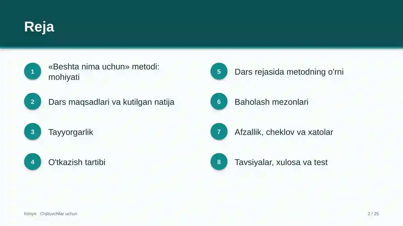kimyo darslarida beshta nima uchun metodidan foydalanish 2348 2