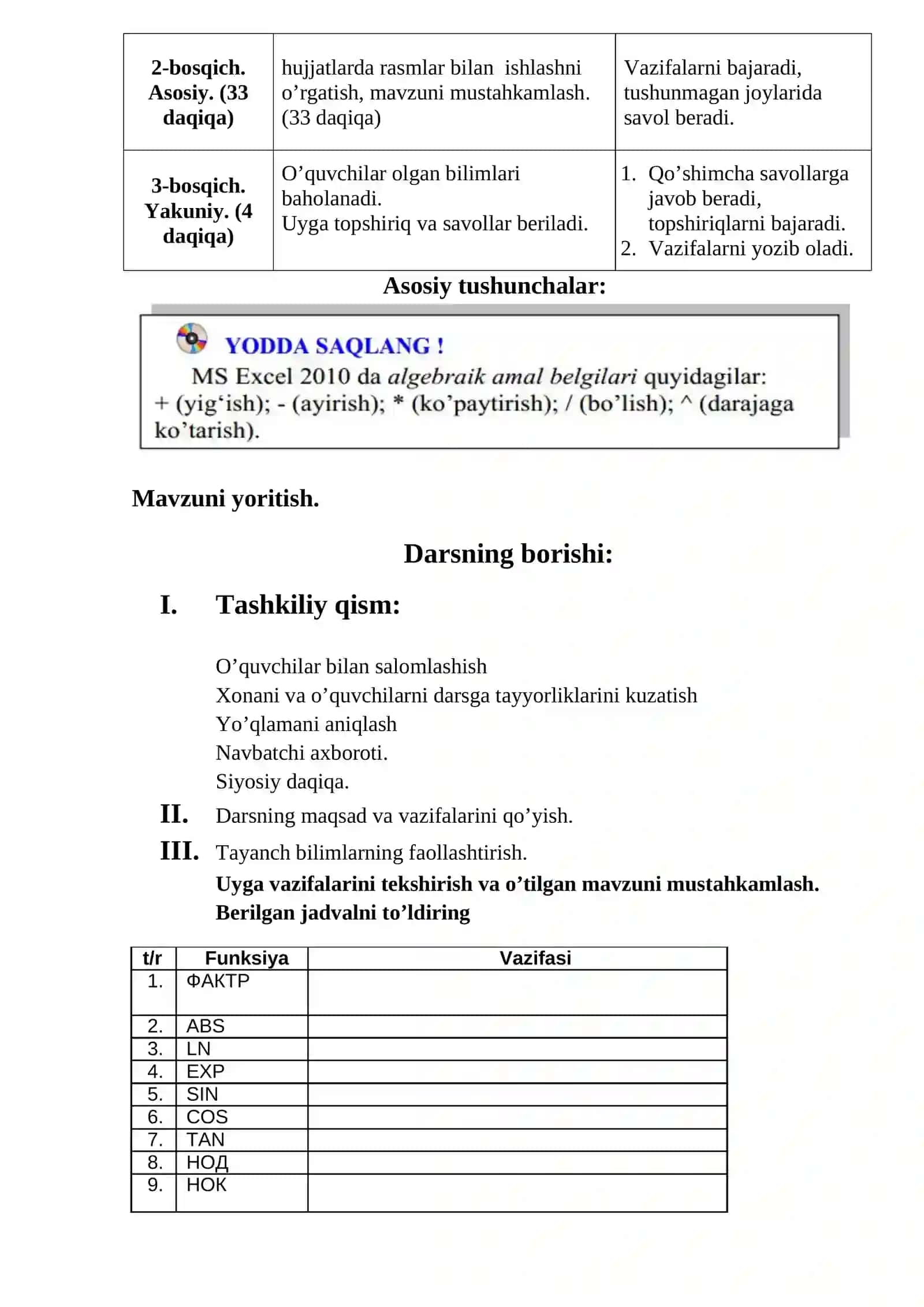 Informatika fanidan nazorat ishi 2