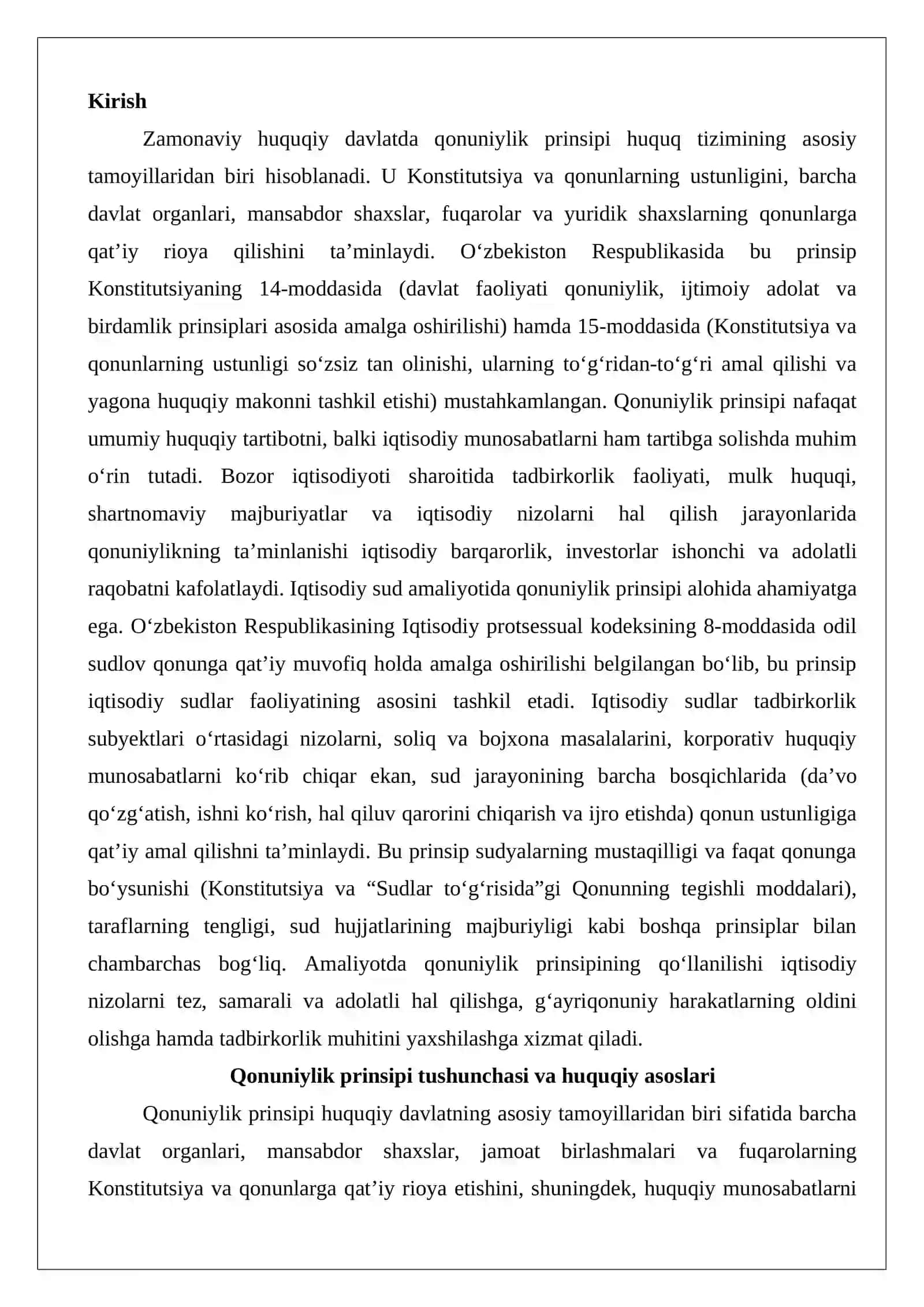 Qonuniylik prinsipining iqtisodiy sud amaliyotida qo‘llanilishi 2