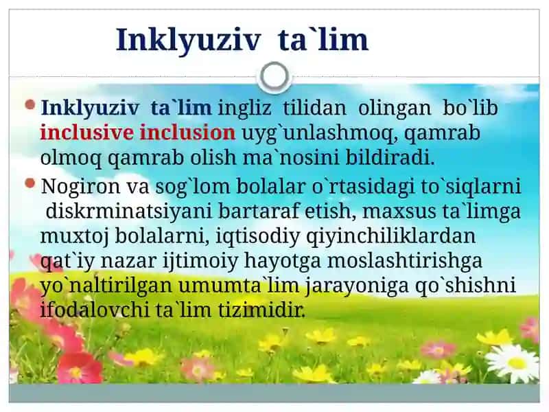 Inklyuziv  ta`lim asoslari. 2
