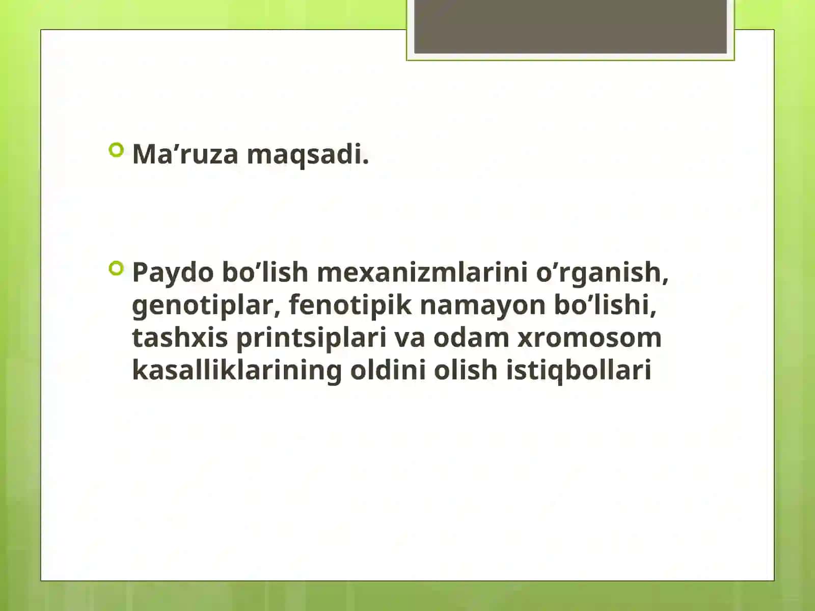Irsiy kasalliklar. Tibbiy genetik maslahat 2