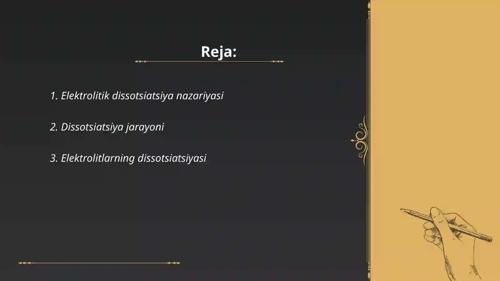 Elektrolitik dissotsiatsilalanish nazariyasi.Dissotsiatsiya jaroyoni 2