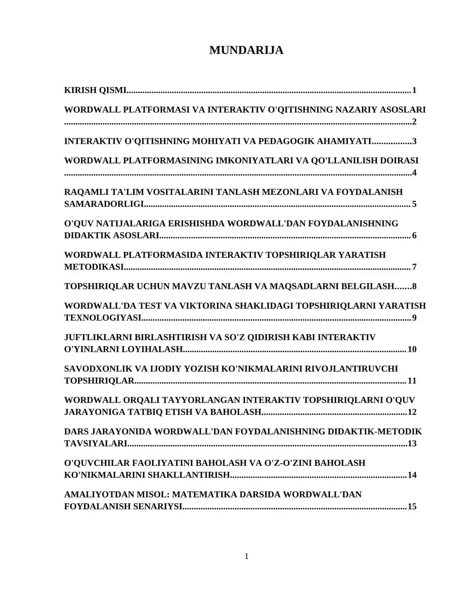 Wordwall platformalari orqali interaktiv topshiriqlar tayyorlash metodikasi 2