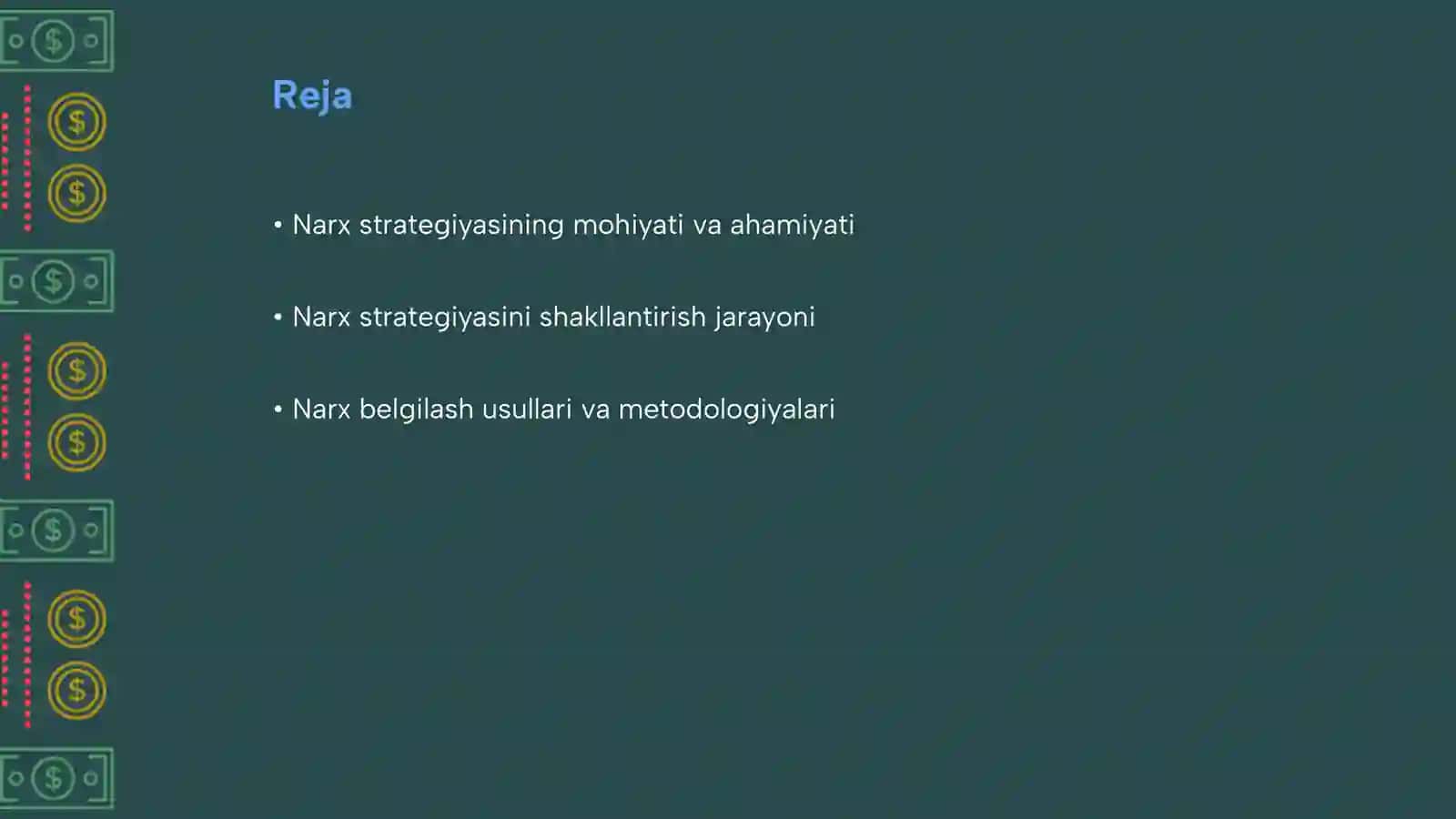 Narx strategiyasini shakllantirish bosqichlari. Transfert narxlari 2