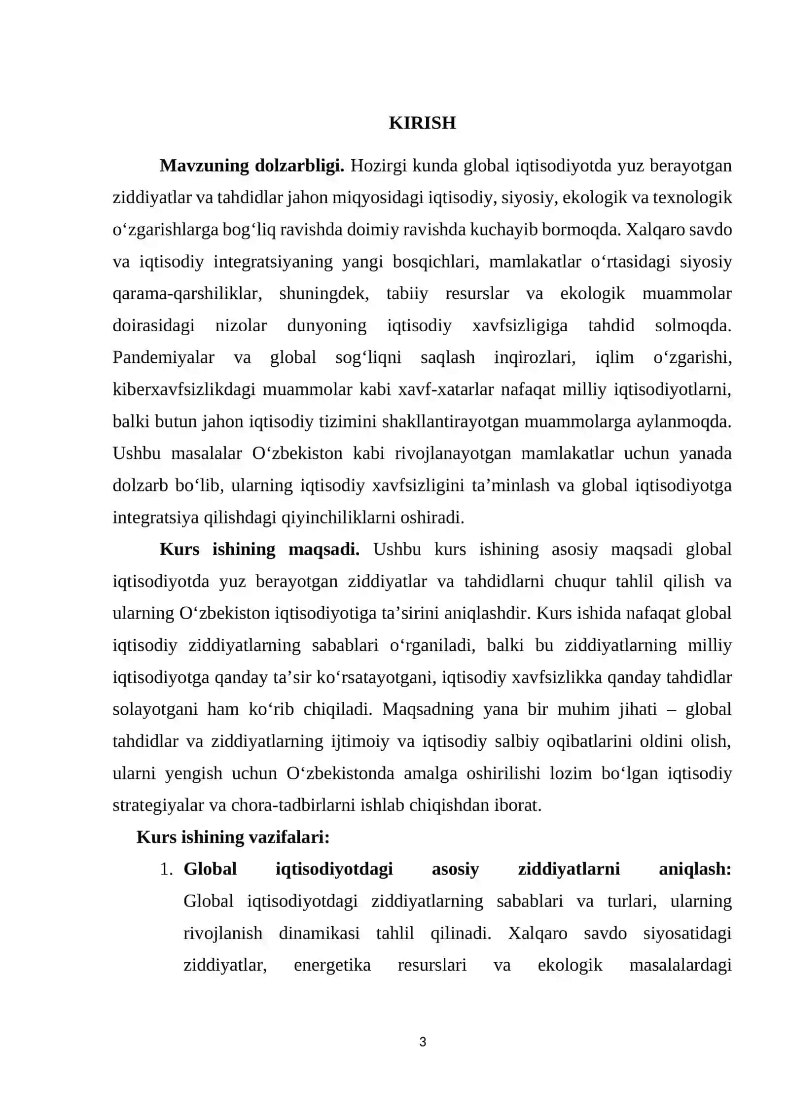 Global iqtisodiyotdagi ziddiyatlar va tahdidlar 2
