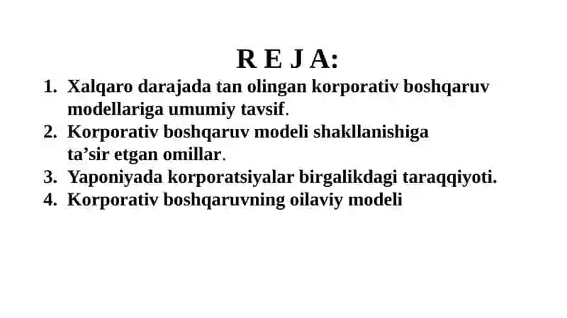 Korporativ boshqaruvning zamonaviy uslublari va modellari 2