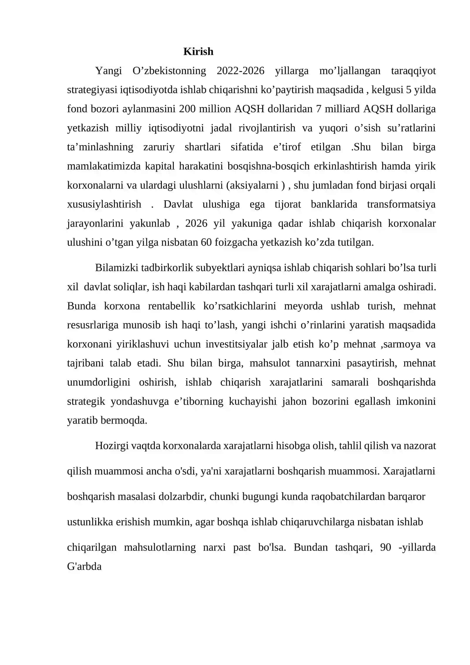 Yo’qotishlarsiz ishlab chiqarishni rejalashtirish va tahlil qilish. Ishlab chiqarish va moliyaviy leverdj hisobi 2