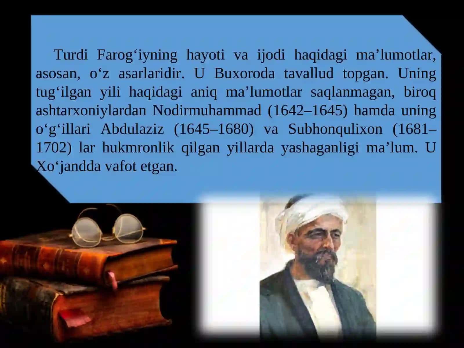 10-sinf Adabiyot fanidan Turdi Farog'iy dars taqdimot 2