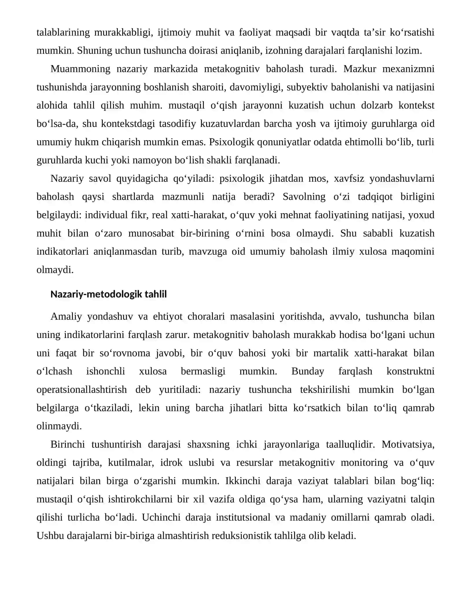 METAKOGNITIV MONITORING VA O‘QUV NATIJALARI — RIVOJLANTIRISH VA PROFILAKTIKA YO‘LLARI 2