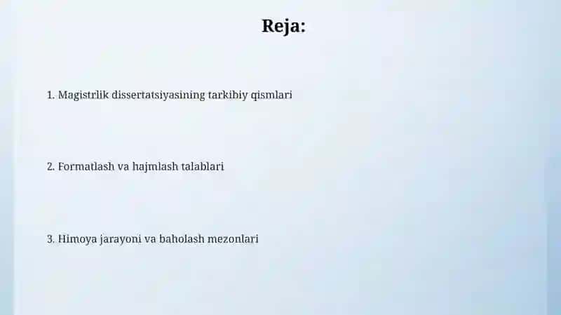Magistrlik Dissertatsiyasiga Qo‘yiladigantalablar 2