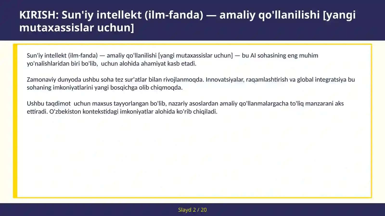 Sun'iy intellekt (ilm-fanda) — amaliy qo'llanilishi [yangi mutaxassislar uchun] 2