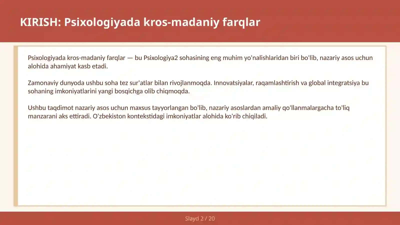 Psixologiyada KROS-MADANIY FARQLAR 2