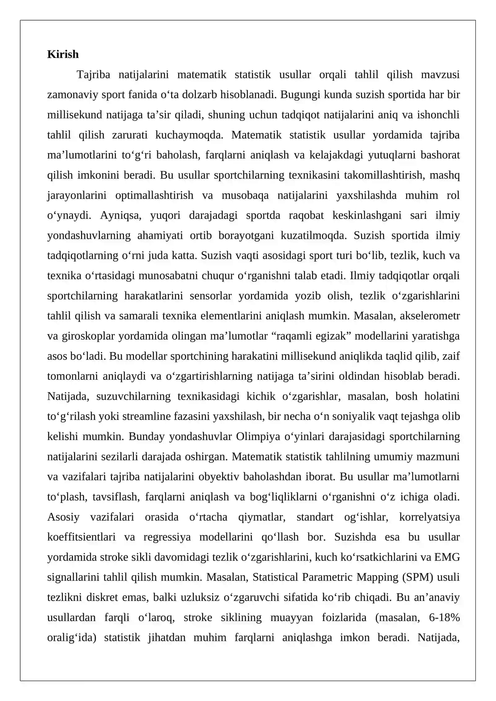 Tajriba natijalarini matematik statistik usullar orqali tahlil qilish 2