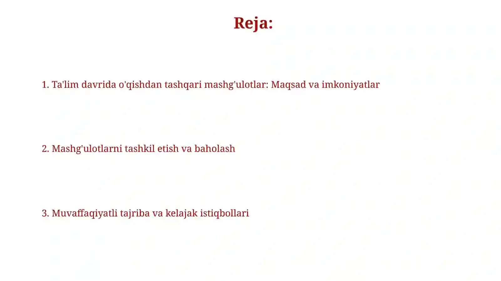Savod o'rgatish davrida sinfdan tashqari o'qish mashg'ulotlari 2