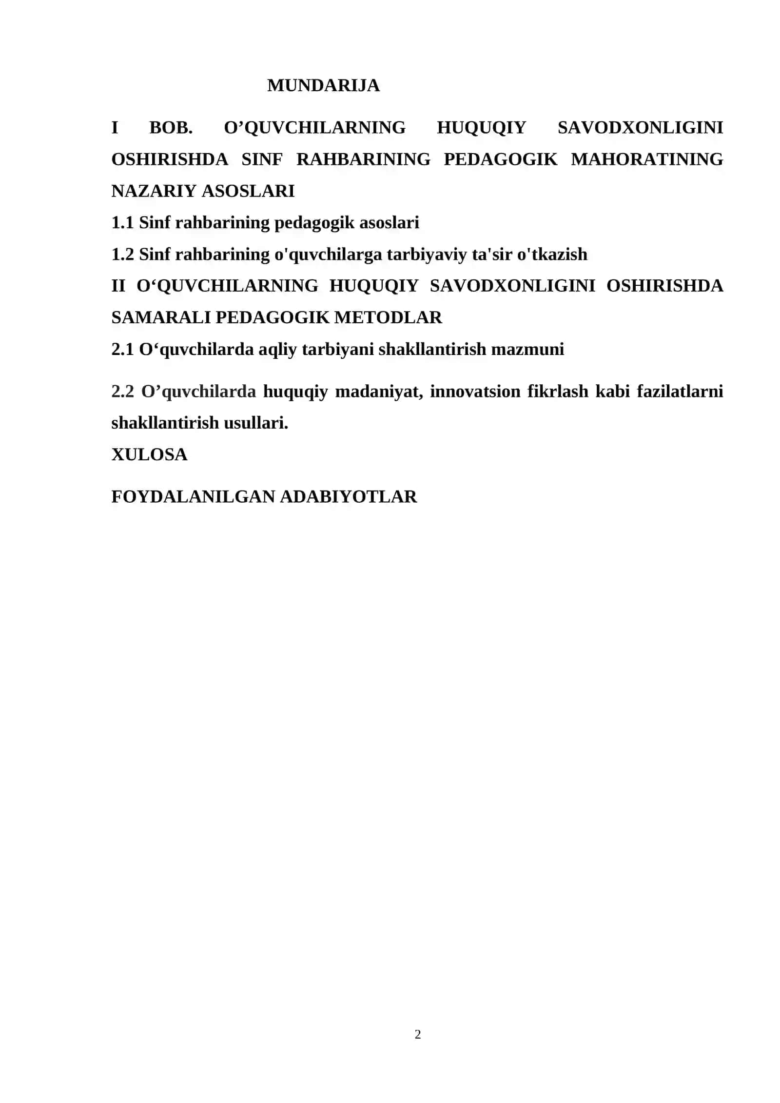 O‘QUVCHILARNING HUQUQIY SAVODXONLIGINI OSHIRISHDA SINF RAHBARNING PEDAGOGIK MAHORATI 2