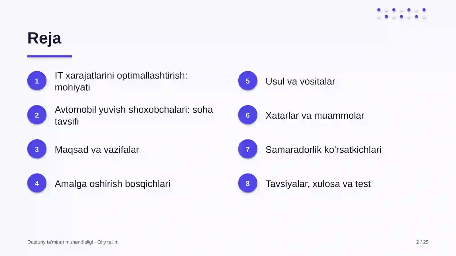 DASTURIY TA'MINOT MUHANDISLIGI · OLIY TA'LIM 2