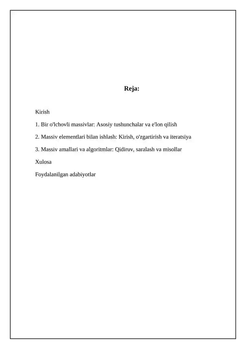 Bir o‘lchamli massivlar (ro‘yxatlar) 2