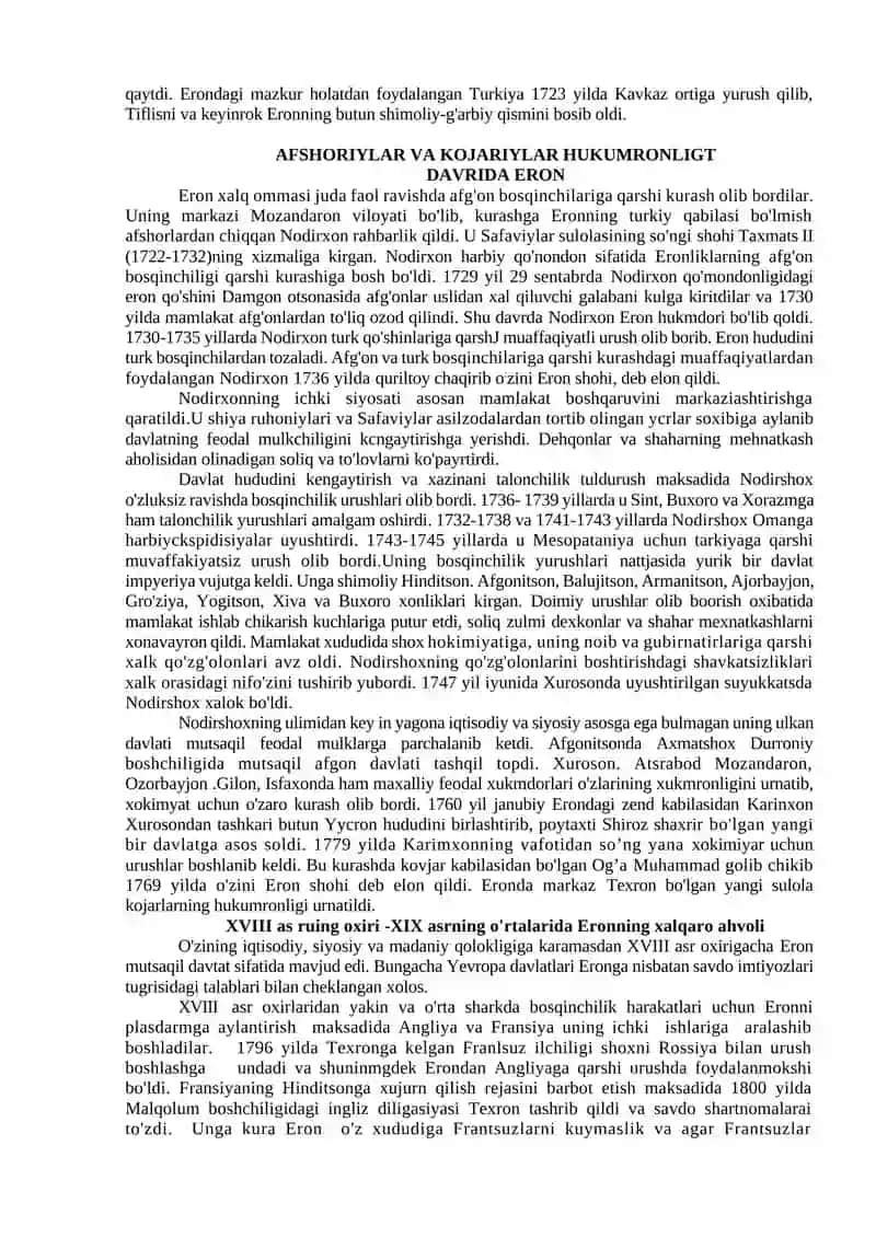 XVIII asr -XIX asr o'rtalarida Eron 2