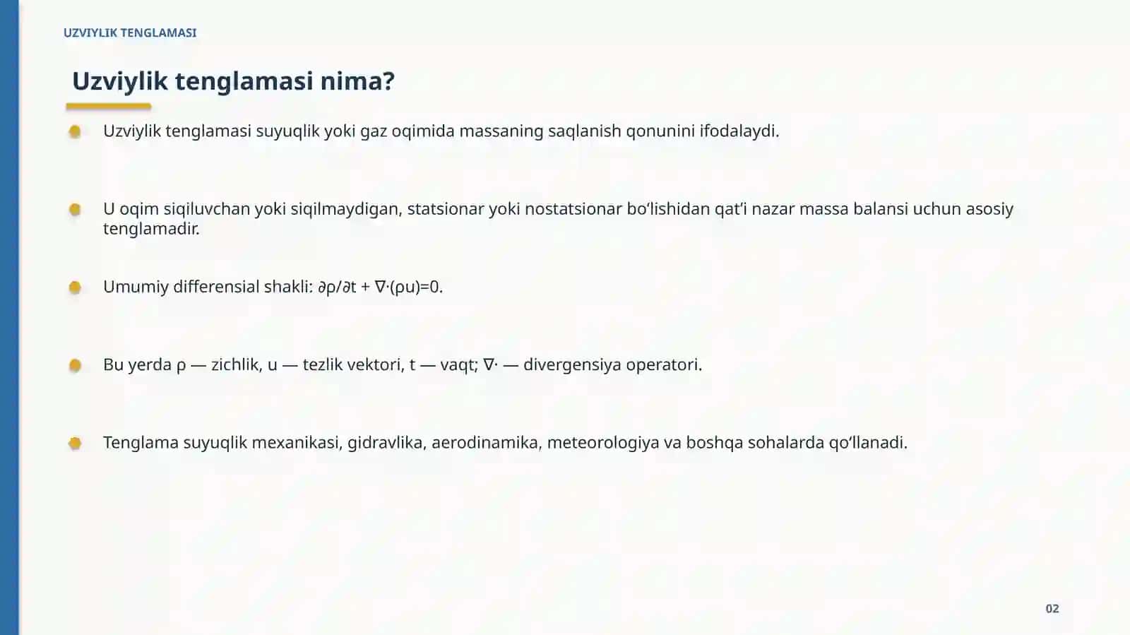 UZVIYLIK TENGLAMASI 2