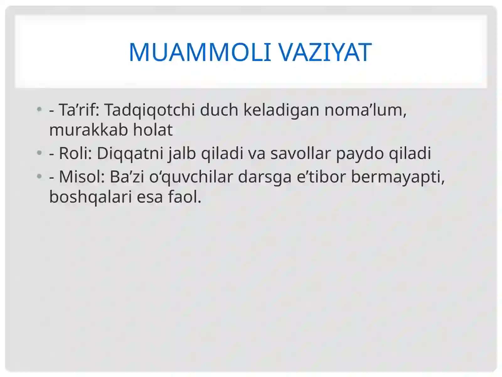 Ilmiytadqiqotdamuammovamuammolivaziyatningo‘zarobog‘liqligi 2